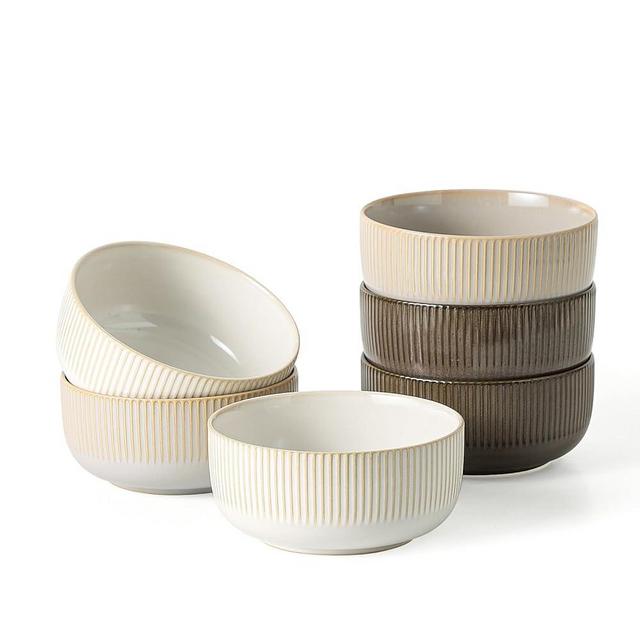 Frewinky Ceramic Cereal Bowls 25 OZ,Soup-Bowls Set of 6,Stoneware Bowls for French Onion,Ice Cream,Dessert,Snacks,Salad, Noodle - 5.5 Inch,Microwave, Dishwasher & Oven Safe,Mix Color