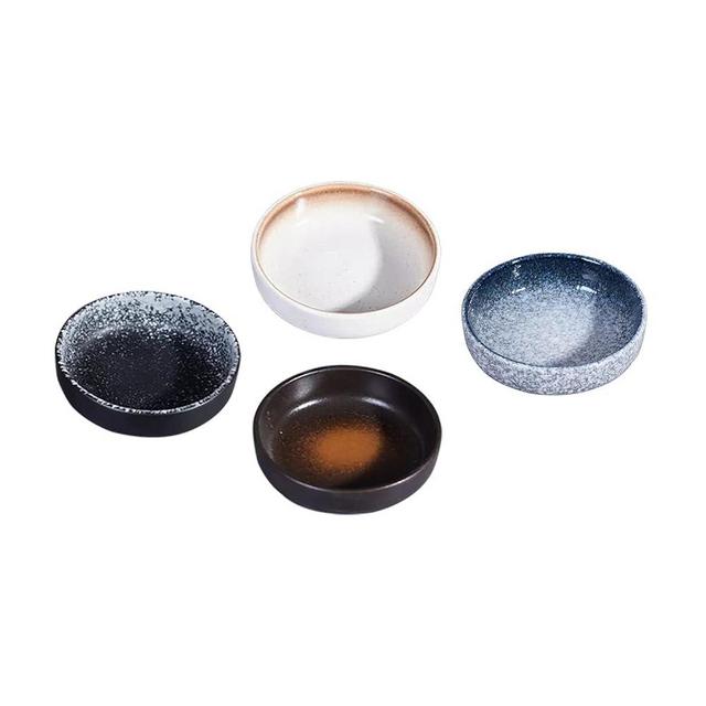 FYUEROPA Porcelain Sauce Dishes, Side Dish Sushi Dipping Bowls Japanese Style Tableware Serving Dish Appetizer Plates Stackable Ramekins, Set of 4