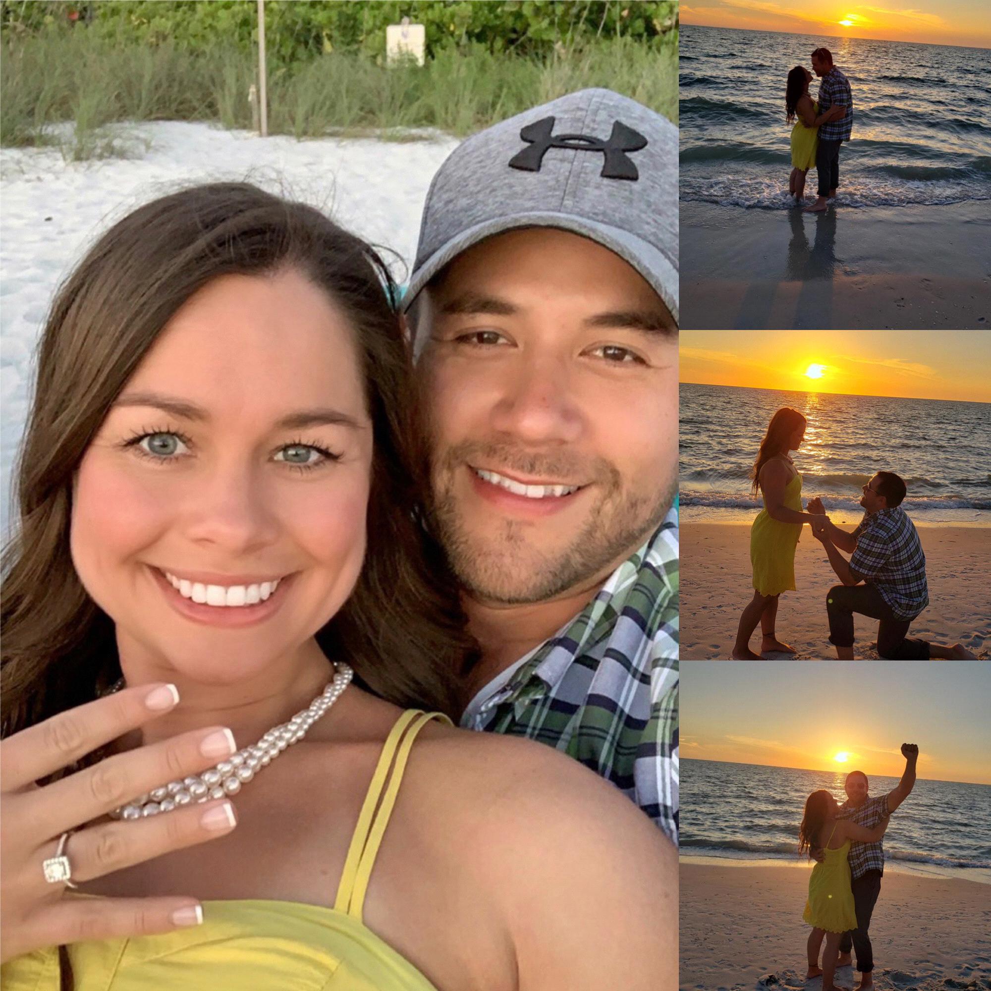 He popped the question during a beautiful sunset on the beach, while we were in Florida !