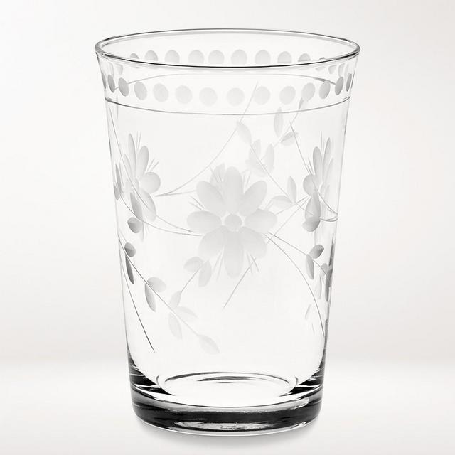 Vintage Etched Tumblers, Set of 8, Clear