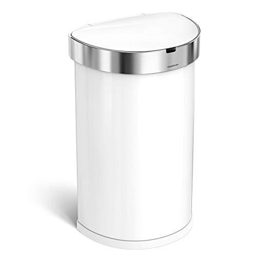 simplehuman 45L semi-round sensor can, 45 L/11.8 gallon, White