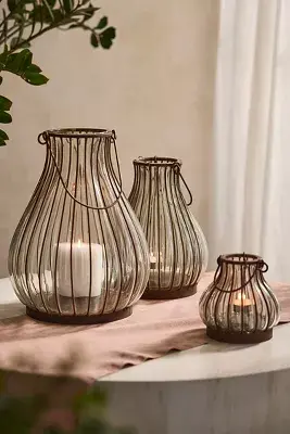 Striped Iron + Glass Lantern