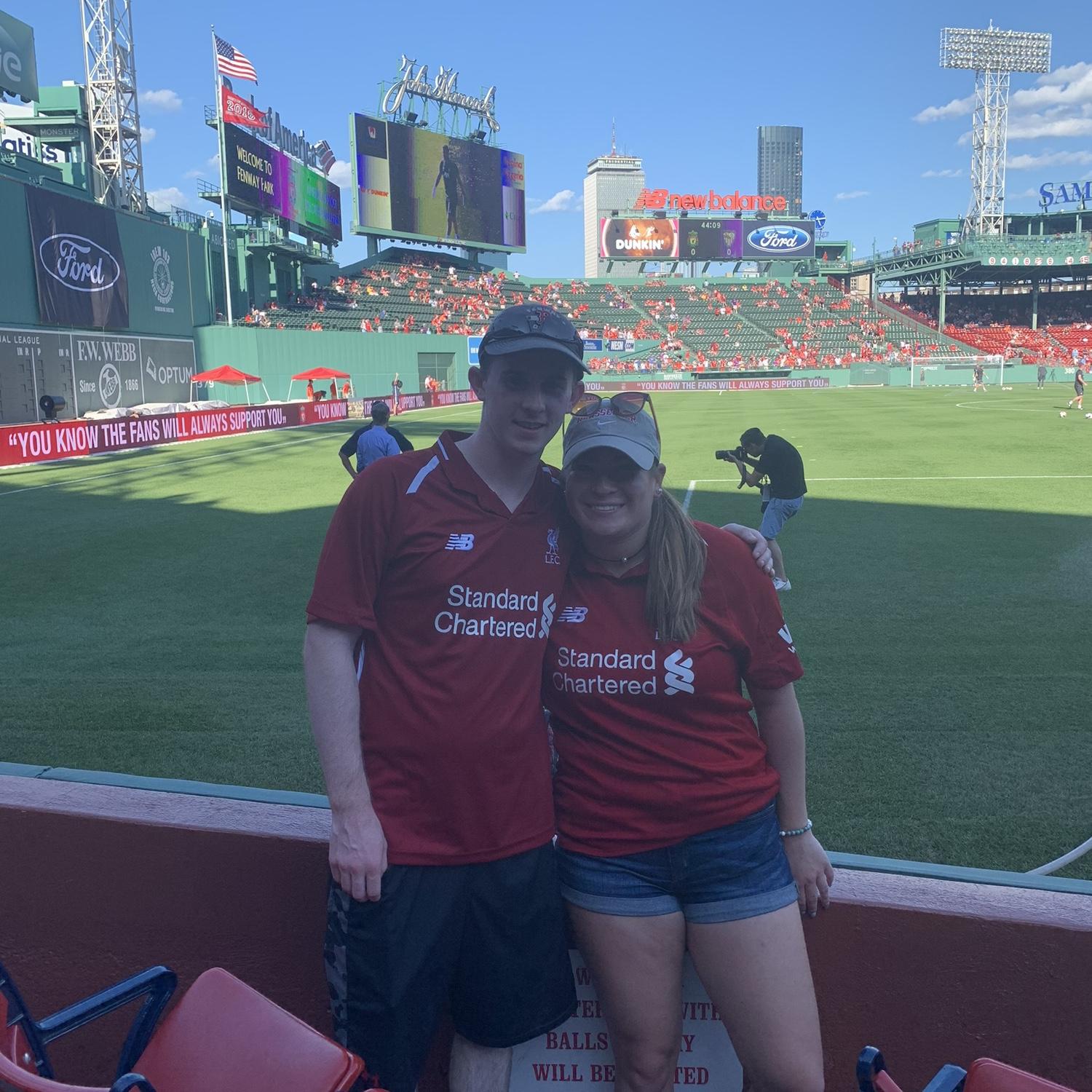 First Liverpool game: Fenway Park… Connor’s favorite soccer team