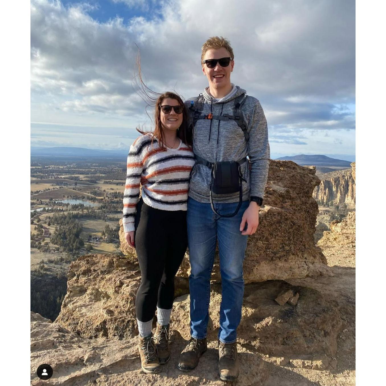 2021 - We really got into hiking when we moved out to WA. This was taken on a hike at Smith Rock State Park in Bend, OR while visiting our friends Quentin and Lexie!