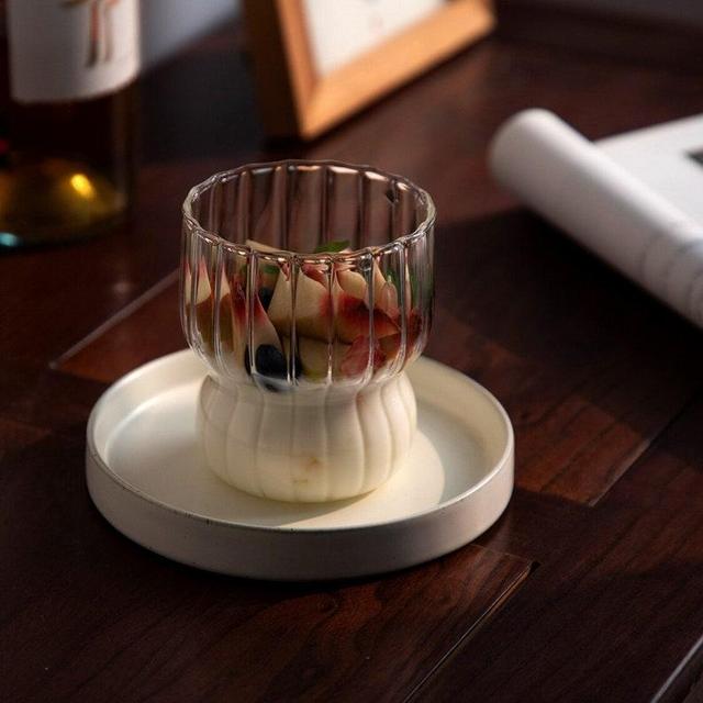 Aesthetic Glass Cup, Ripple Glass Cup, Tea Cup, Coffee Cup, Home Decor, Korean Cup, Minimalist Glass Cup, Retro Glass Cup, Round Glass Cup