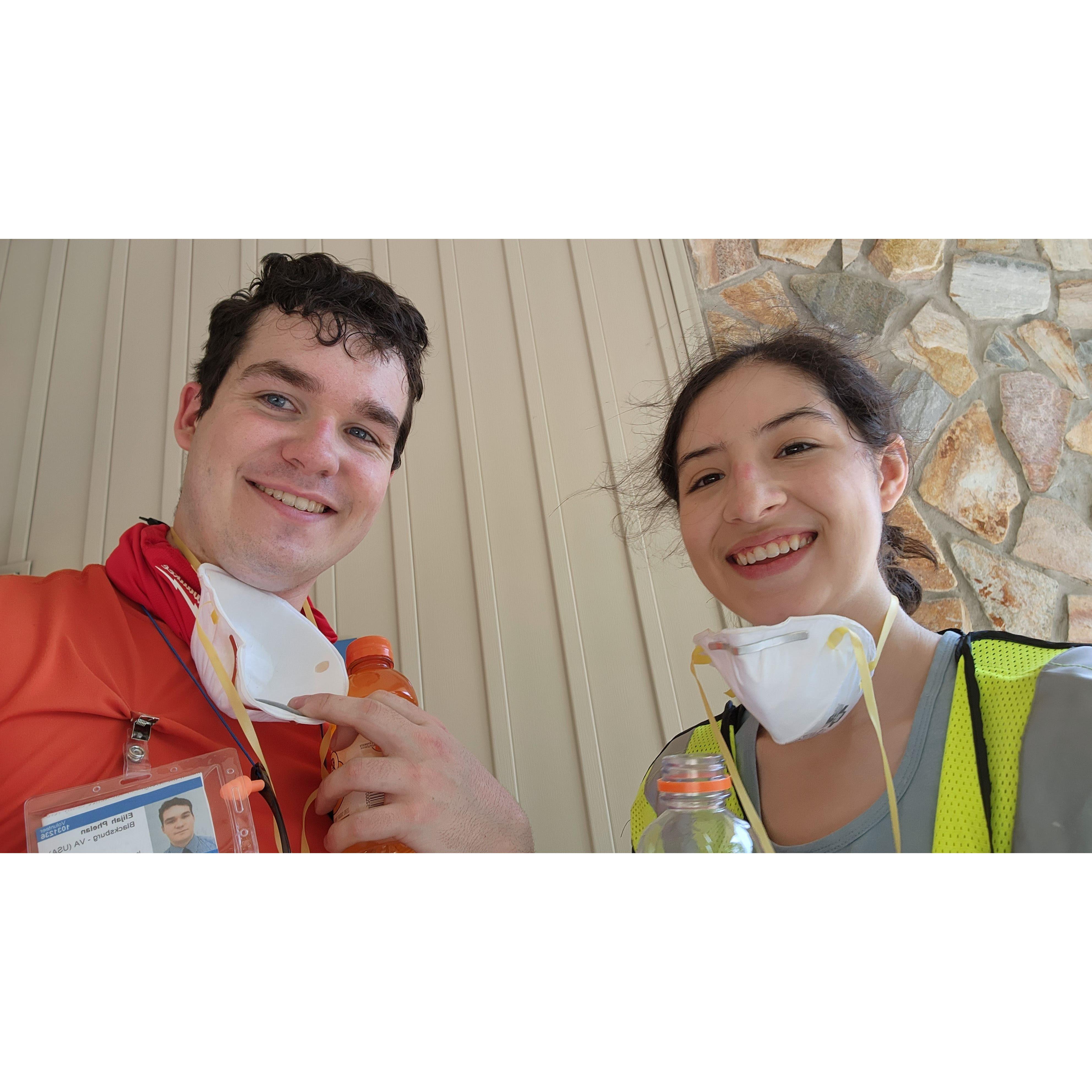 It was hot that day and we still had to wear masks on the work-site!