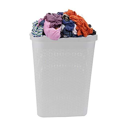 Mind Reader 40HAMP-WHT Slim Basket, Laundry Cutout Handles, Washing Bin, Dirty Clothes Storage, Bathroom, Bedroom, Closet, White 40 Liter Hamper