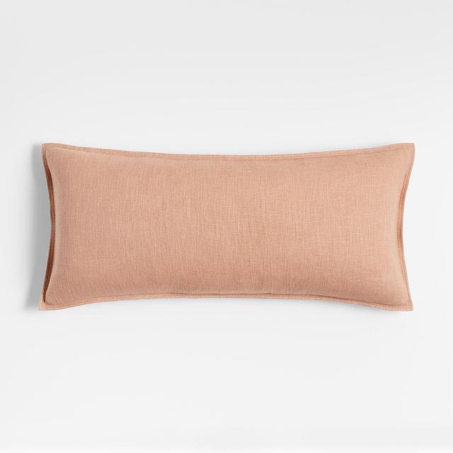 Terracotta 36"x16" Laundered Linen Pillow with Feather-Down Insert