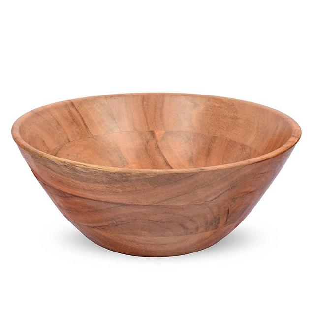 Samhita Acacia Wood Fruit Bowl for Fruits or Salads,Serving Dish Looks Absolute Beautiful With Your Kitchen ( 10" x 10" X 4")