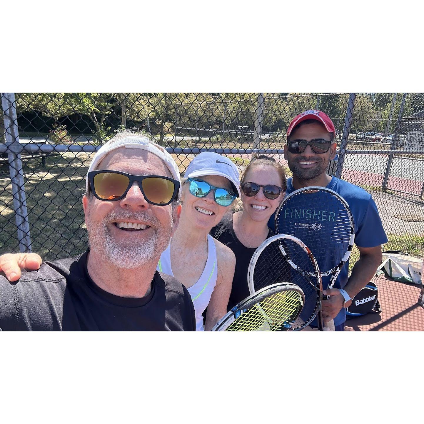 Surviving tennis v Pam & Clayt - they beat us every time!