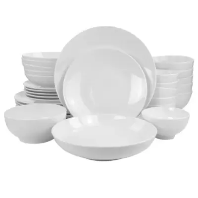 Gibson Home Radiance 30 Piece Dinnerware Set in Vanilla White