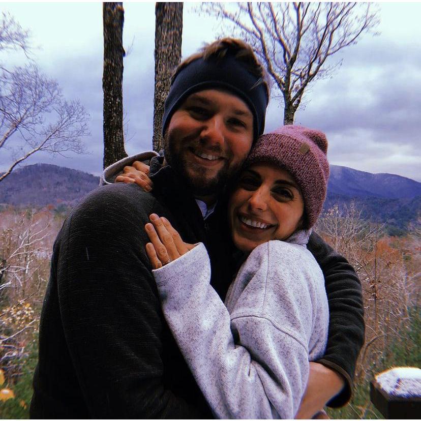 Engaged squeezes from the deck of our Cabin in the mountains!