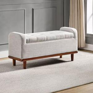 Christoph Ivory Upholstered Flip Top Storage Bench