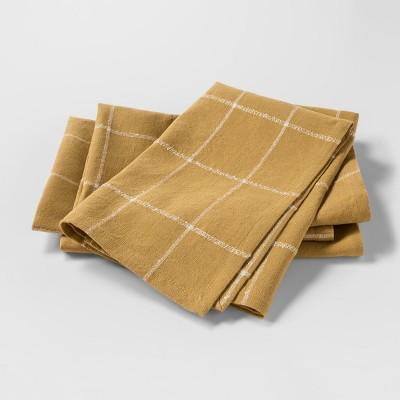 4pk Plaid Napkin Gold - Threshold™