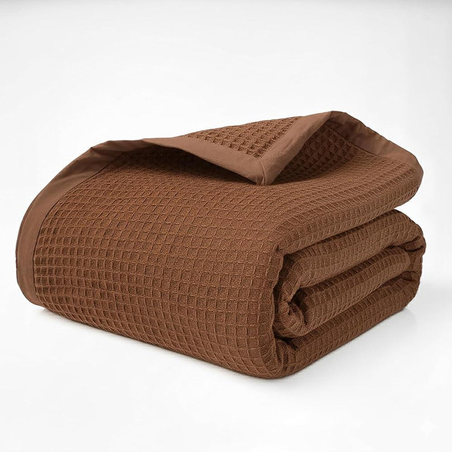 Salt Earth GOTS Certified 100% Organic Cotton Throw Blanket, 90"x90" Waffle Blankets & Throws for Bed, Throw Blanket for Couch, Cozy Christmas Blankets and Throws for Christmas Gifts (Potting Soil)