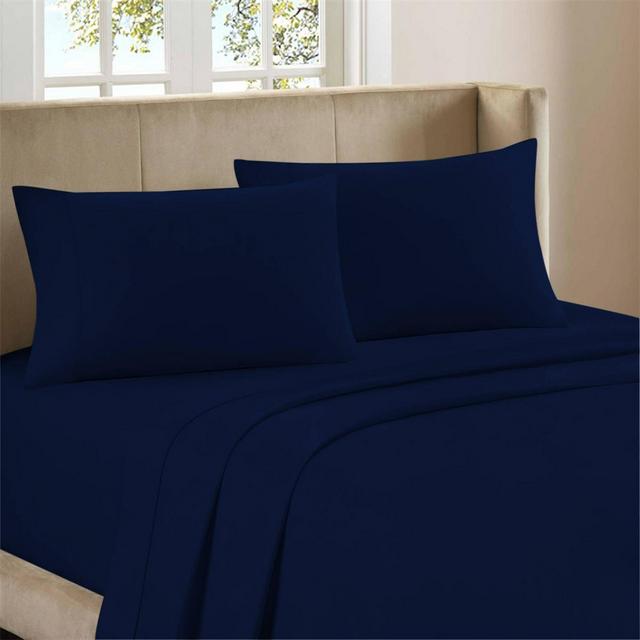 Queen Organic Cotton Deep Pocket Percale Sheet Set Navy - Purity Home