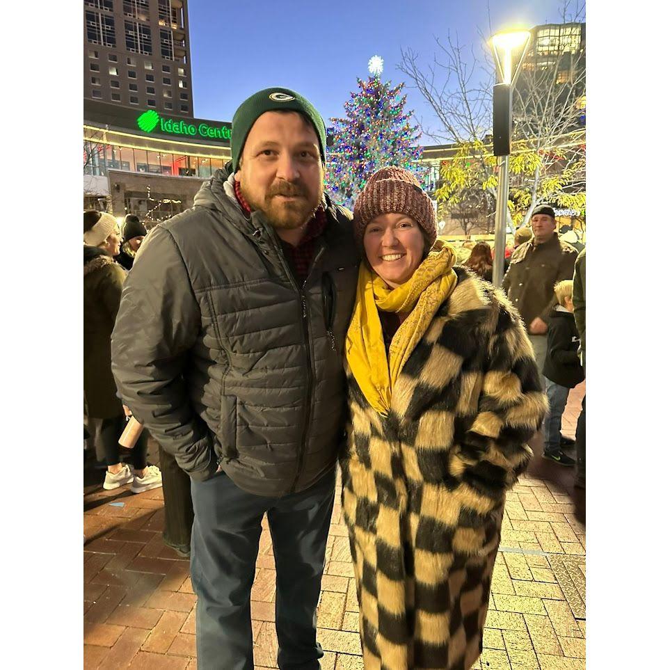 Watching the Tree Lighting at Grove Plaza in Boise, ID December 2023