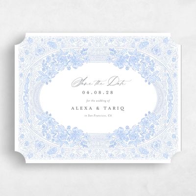 Blue Ticket Wedding Save the Date - Siena Landscape