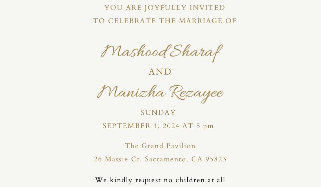 The Wedding Website of Manizha Rezayee and Mashood Sharaf