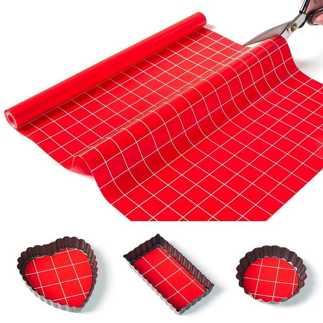 Silicone Baking Mat Roll 16IN*5FT Free Cutting, Non-Slip Pastry Mat, Non-Stick Reusable Air Fryer Liner, Oven Liners, Counter Mat, Freeze Dryer Mat, Easily Cut to Size Fit All Ovens Pans Tins Dishes