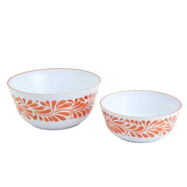 Infuse 2pc Melamine Oval Serving Bowl Set Orange