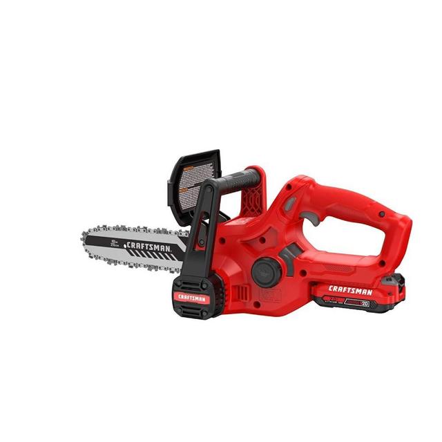 CRAFTSMAN V20 Mini Chainsaw, 10 inch, Battery and Charger Included (CMCCS610D1), Red