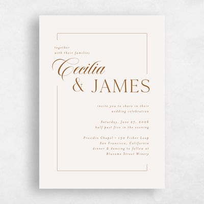 Light Oatmeal, Beige Wedding Invitation - Carulas Portrait