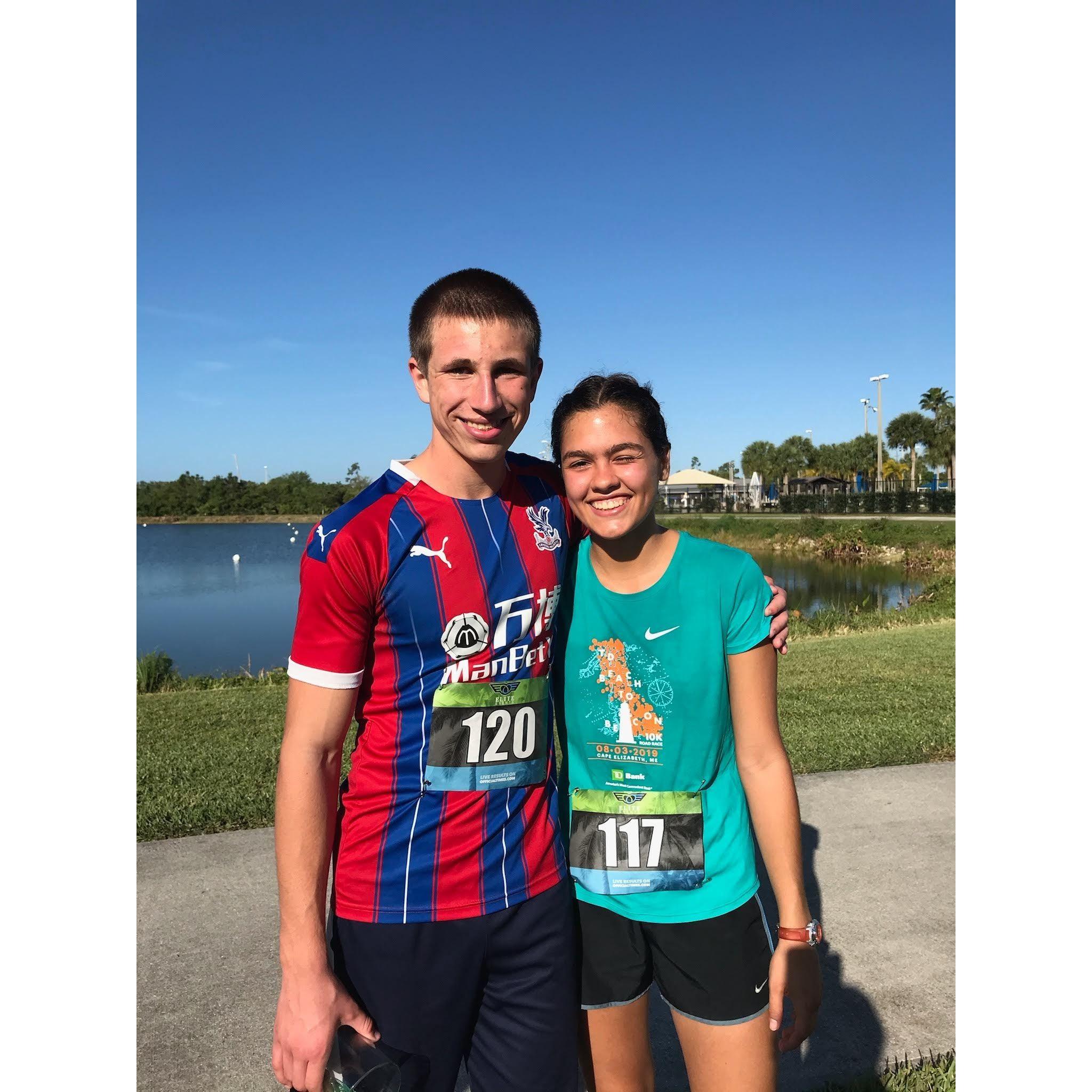 Our first picture together shortly after we started dating. We both ran a half marathon this day!