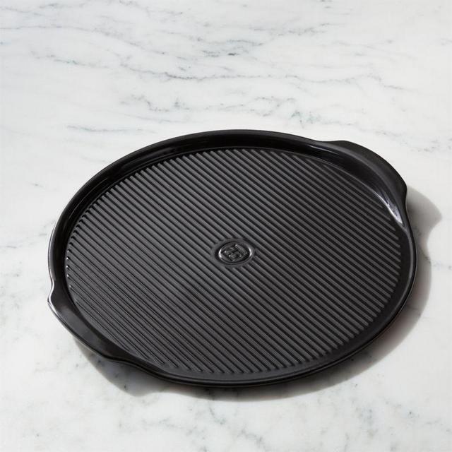 Emile Henry Black Ribbed Pizza Stone