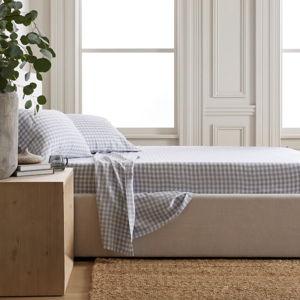 Linen Sheets | Blue Fog Gingham