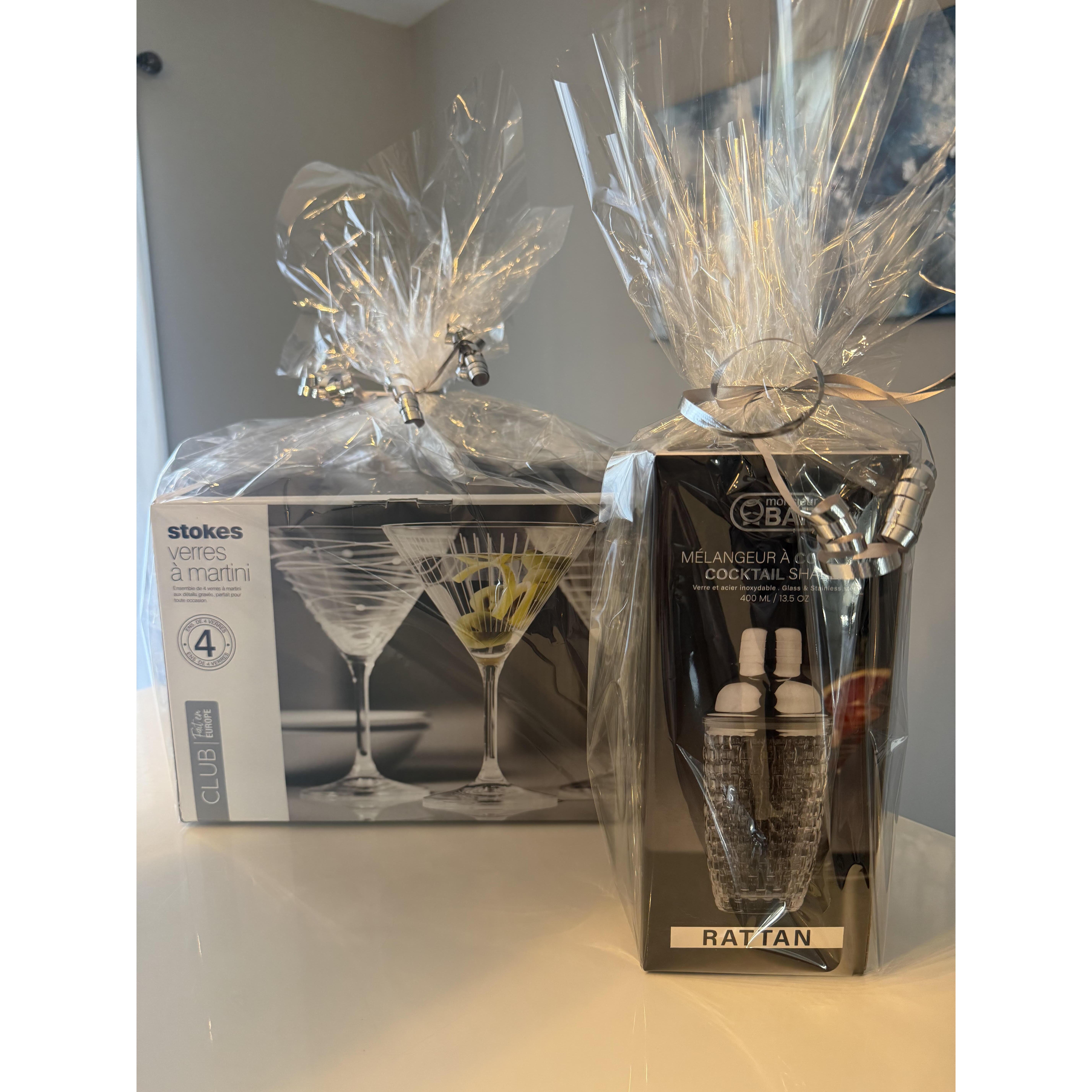 4 Piece Martini Glassware Set with Cocktail Shaker