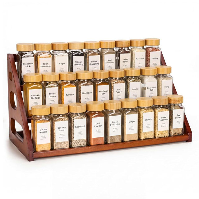 Nurtopia Bamboo 3 Tier Spice racks, Spice Organizer, Kitchen Seasoning Spices Rack, Suitable for Spice Organizers Such as Sitchen Countertops, Stoves, Sorage Rooms (XL)
