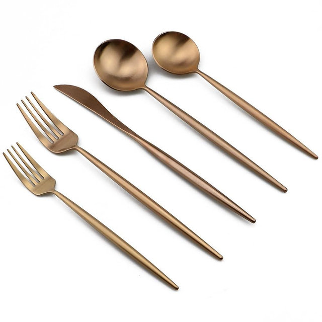 JANKNG 20-Pieces Luxury Rose Gold 18/10 Stainless Steel Flatware Set, Matte Finish, Service for 4