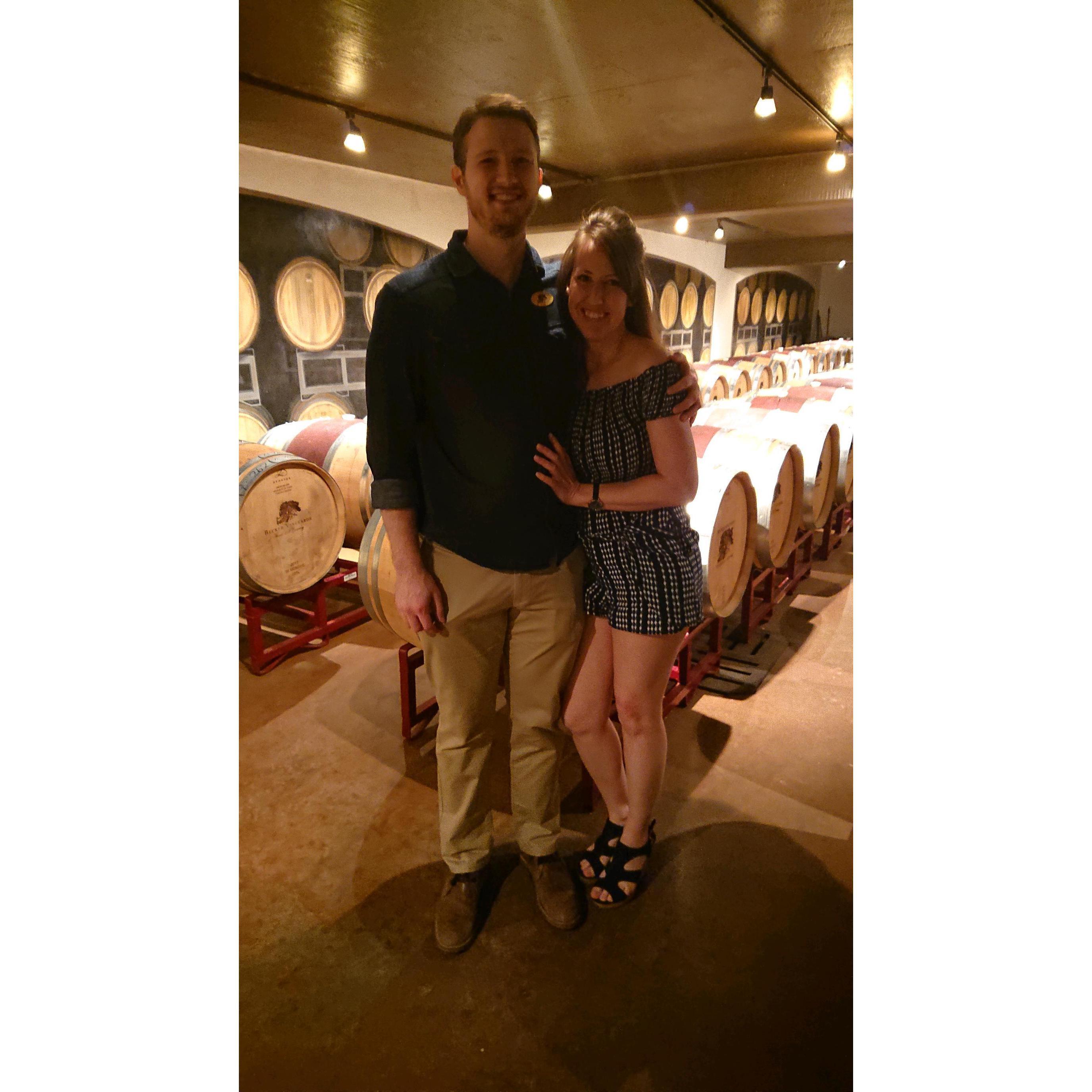 Down in the "library" of past wines.  And delicious cheeses.