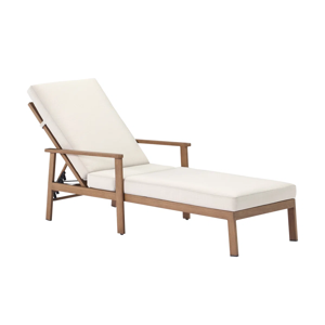 SeeHill Pool Lounge Chair, Aluminum Outdoor Chaise Lounge with Thick Cushion, Outdoor Lounger Pool Furniture with 6-Position Adjustable Backrest, Patio Lounge Chair for Outside, Deck - Teak