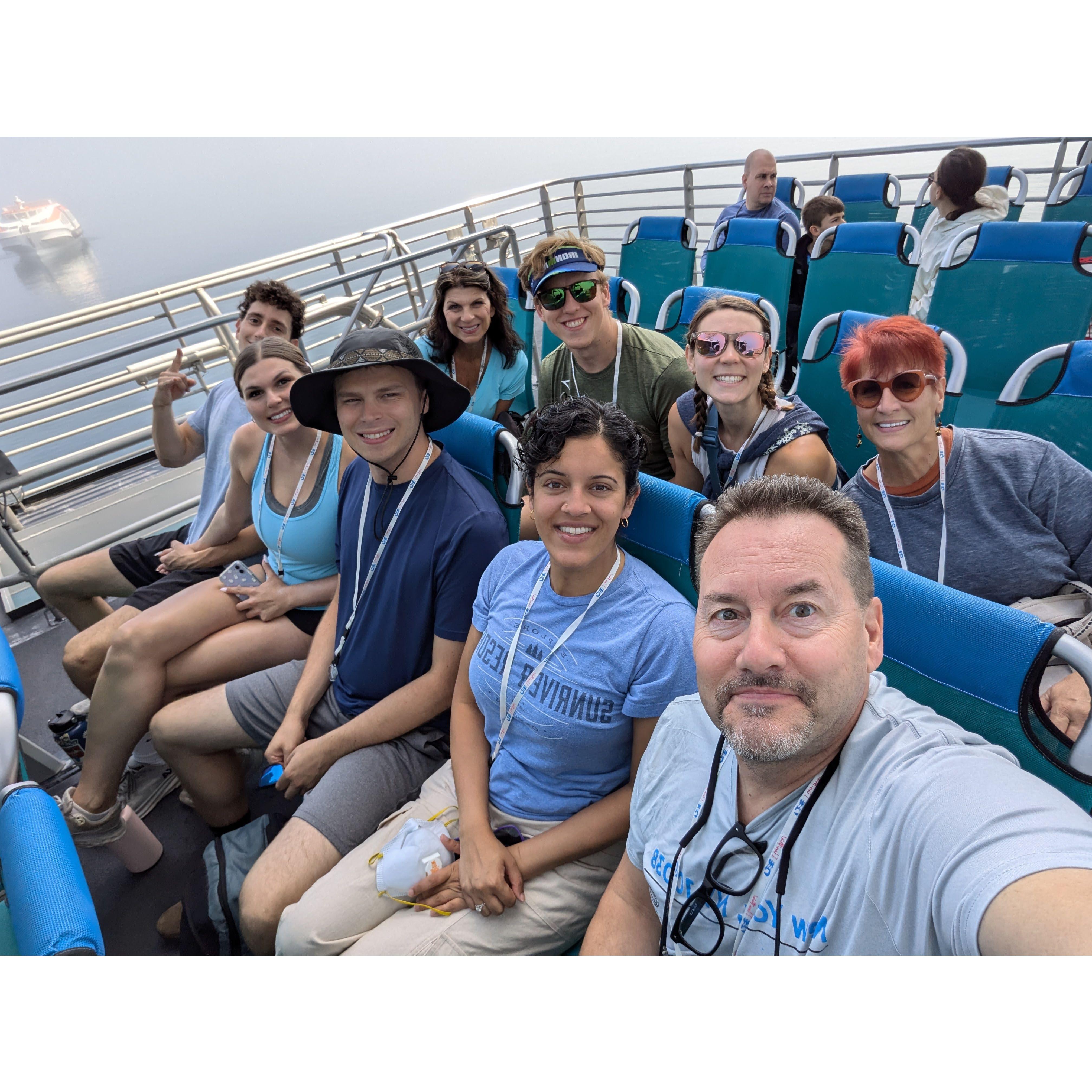 On a cruise with Chris's mom Amy, Chris's siblings and their partners, and Amy's cousin Vinny and his wife Mary