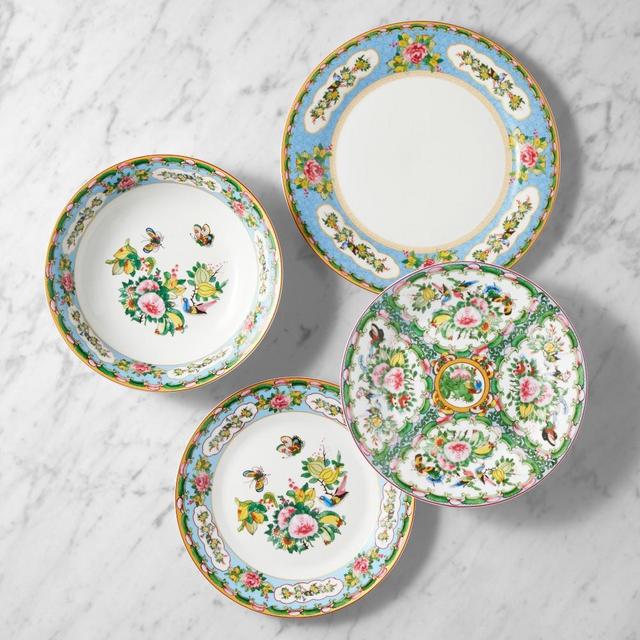 Famille Rose 12-Piece Dinnerware Pasta Set, Blue