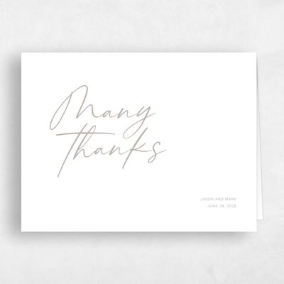 Oatmeal, Grey Wedding Thank You - Nahomi Type Letterpress