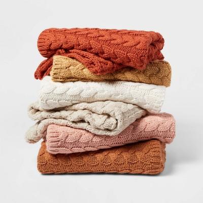 Solid Chunky Cable Knit Throw Blanket - Threshold™