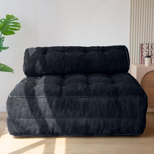 MAXYOYO Folding Sofa Bed, Convertible Sleeper Chair with Pillow Foldable Matress with Back Support, Portable Fold Out Chair Bed Comfy Floor Sofa Lounge for Living Room Bedroom, Black Double
