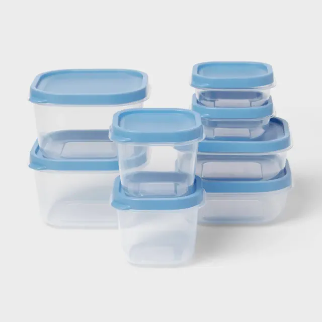 16pc Plastic Food Storage Container Set Blue - Room Essentials™