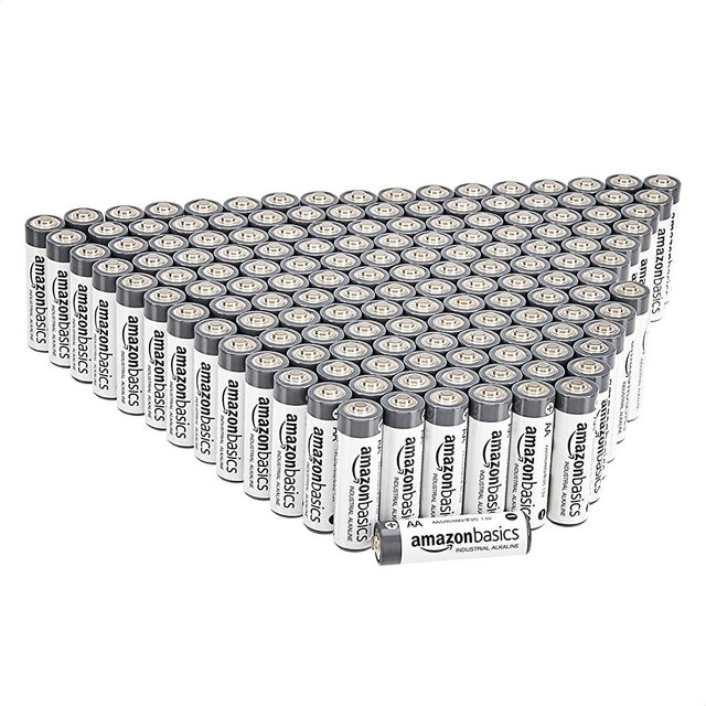 Amazon Basics 150 Pack AA Industrial Alkaline Batteries, 5-Year Shelf Life, Easy to Open Value Pack