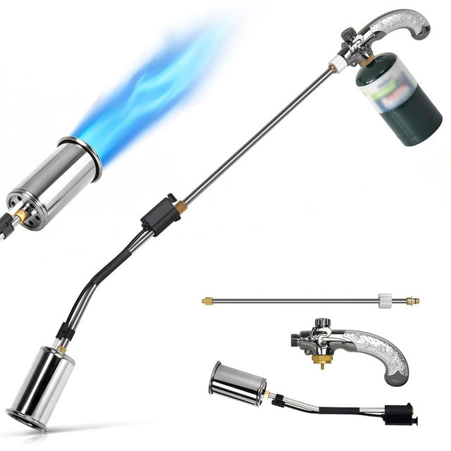 Propane Torch Weed Burner,37" Extended Blow Torch with Flame Control Valve, Flame Thrower Detachable Long Arm,Burner Torches for Outside, Yard,Garden,BBQ,Weeding,Wood,Melting Snow