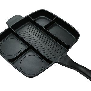 MasterPan - Master Pan Non-Stick Divided Grill/Fry/Oven Meal Skillet, 15", Black