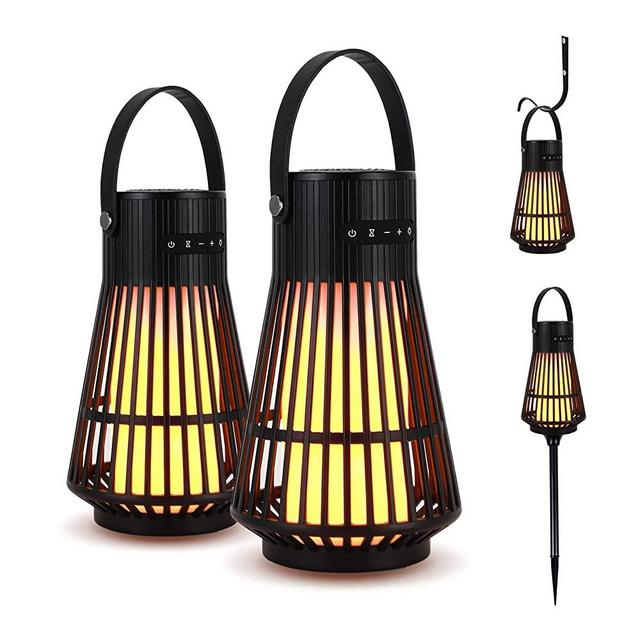 ANERIMST Outdoor Bluetooth Speaker with Flame Atmosphere, Led Torch Light Speaker, Sync Up to 100 Speakers, 10W, Holiday Party Patio Decorations, Electronics Gifts for Men, Women, Dad Gift (2-Pack)