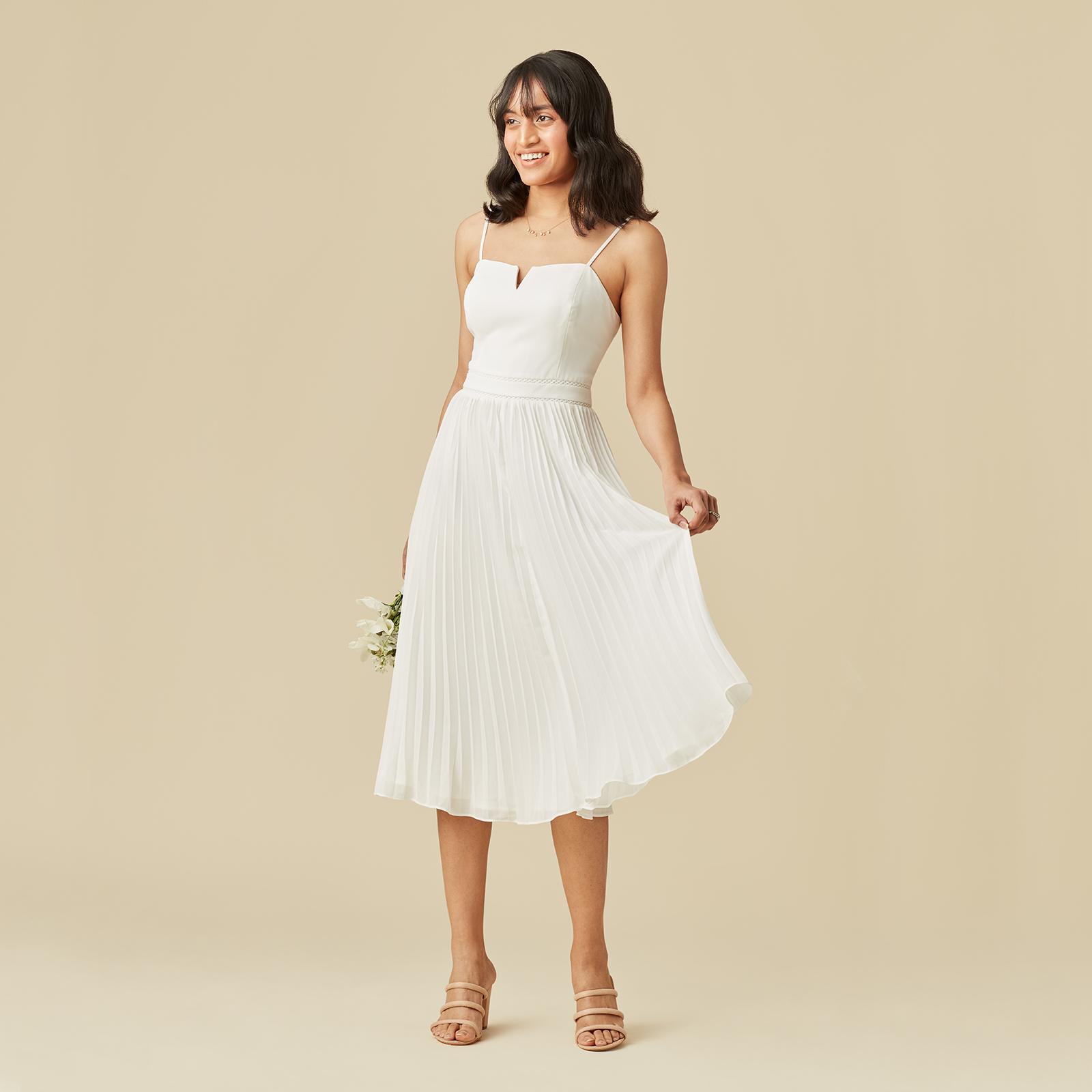 bridal pleated midi dress