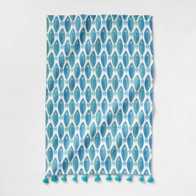 Cotton Fish Print Kitchen Towel Blue - Opalhouse™