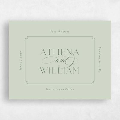Grassy Sage, Green Wedding Save the Date - Constance Landscape