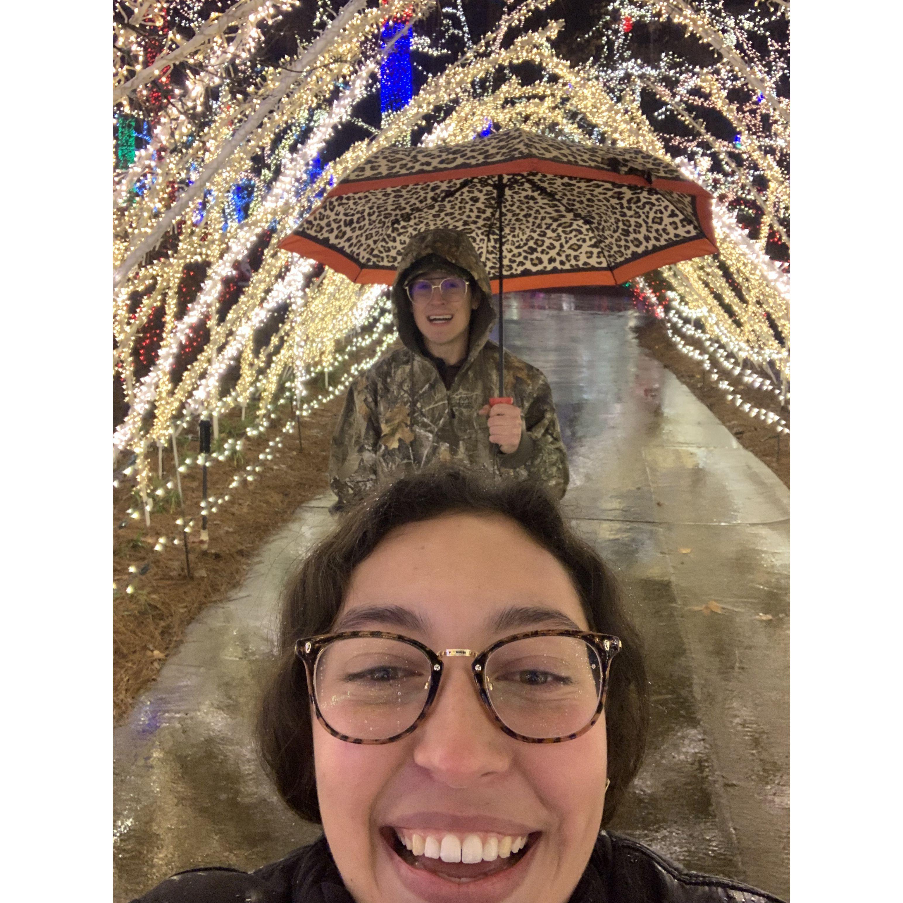 Christmas Lights in the Rain