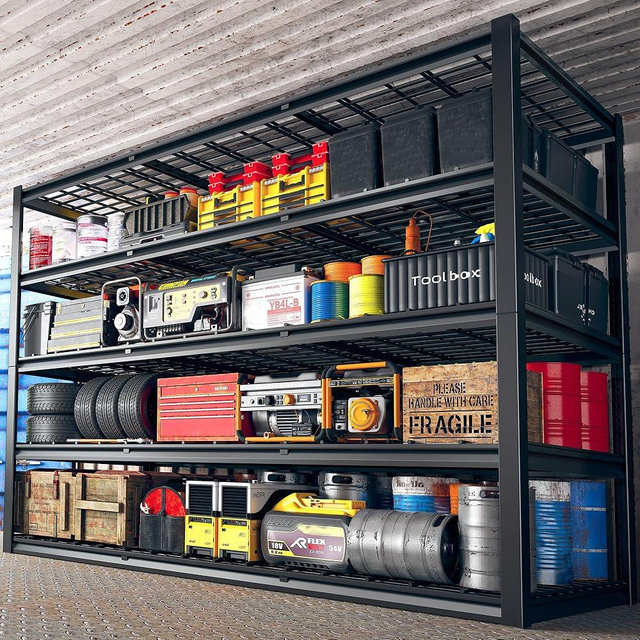 REIBII 60" W Garage Shelving 3000LBS Heavy Duty Storage Shelves Adjustable 5 Tier Metal Shelving Unit for Storage Rack Garage Storage Shelves Industrial Shelf Utility Rack,72" H x 60" W x 24" D